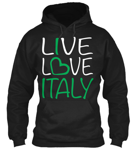 Live Love Italy  Black T-Shirt Front