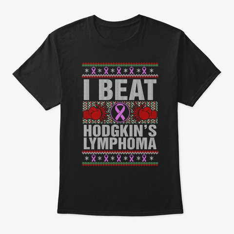 Beat Hodgkin's Lymphoma Christmas Black T-Shirt Front