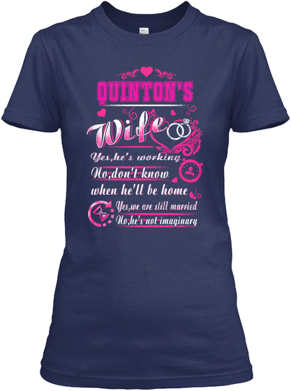 Quintons Wife Navy T-Shirt Front