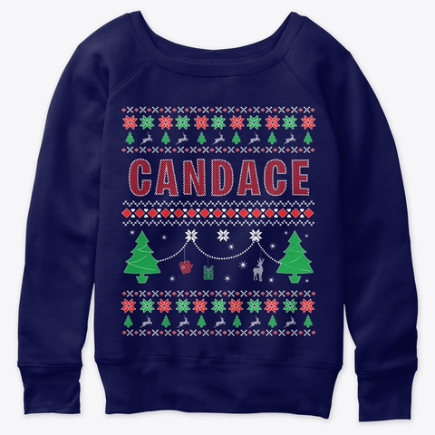Xmas Themed Personalized For Candace Navy  T-Shirt Front