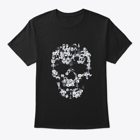 Dog Skull T Shirt Creepy Puppy Skeleton Black T-Shirt Front
