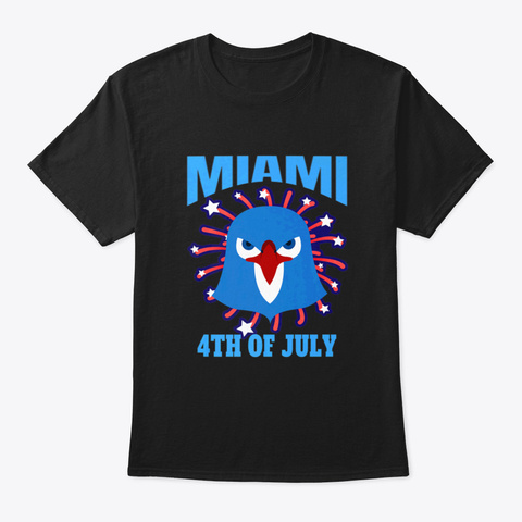 Miami Fourth Of July  July 4 Th Fireworks Black Camiseta Front