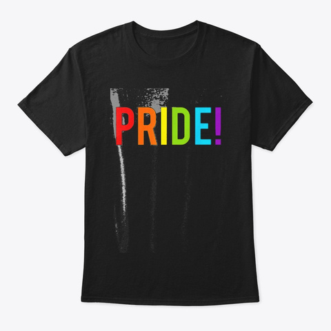 Gay Pride Shirt White Women Kids Men Black T-Shirt Front