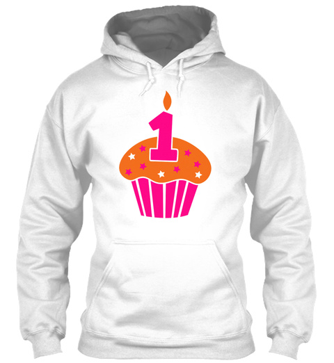 One 1 On A Birthday Cake Cupcake Long Sl White T-Shirt Front
