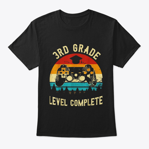 3rd Grade Level Complete Video Game Black T-Shirt Front