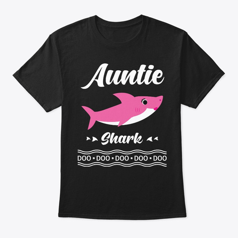 Funny T Shirts For Woman   Auntie Shark Black T-Shirt Front