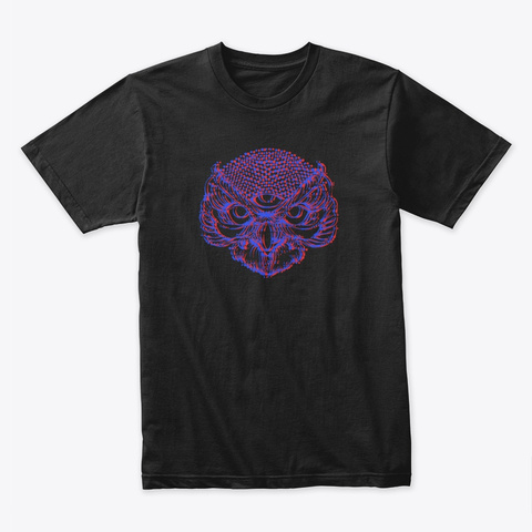 3 D 3rd Eye Owl By Adam Palmeter Design Black T-Shirt Front