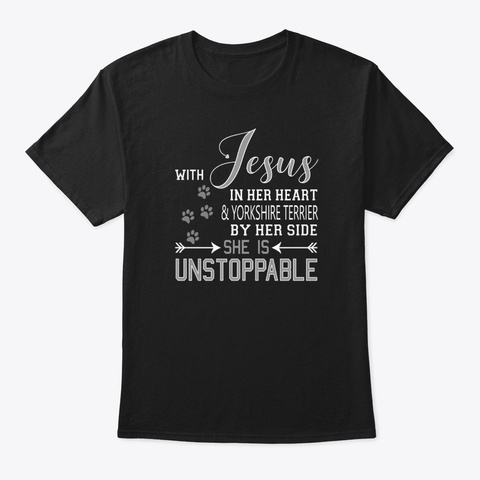 With Jesus In Her Heart &Amp; Yorkshire Black T-Shirt Front