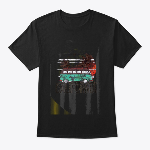 California Retro Surf T Shirt Vintage Black T-Shirt Front