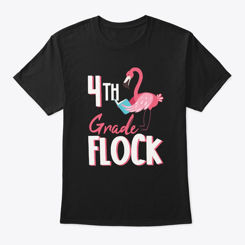 Flamingo 4th Grade Flock T Shirt  Black T-Shirt Front