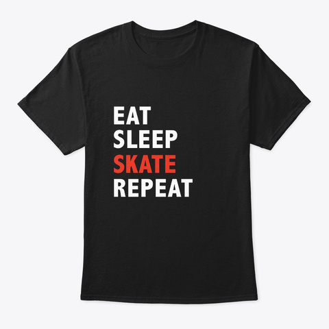 Eat Sleep Skate Repeat Ice Roller Speed Black T-Shirt Front