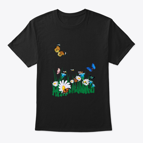 Butterflies And Bees Black T-Shirt Front