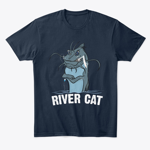 Channel Flathead Blue Catfish Fishing New Navy T-Shirt Front