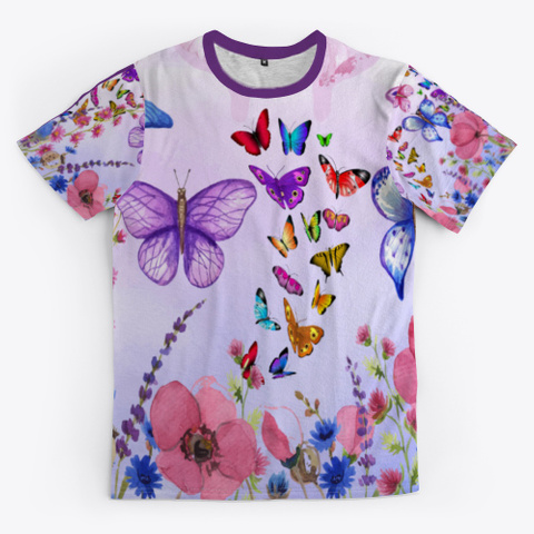 Rainbow Butterflies  Purple T-Shirt Front