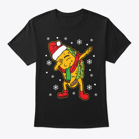 Dabbing Santa Taco Christmas Xmas Black T-Shirt Front