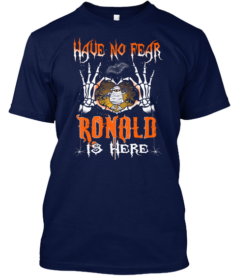 Halloween Shirts Name Ronald Is Here Navy T-Shirt Front