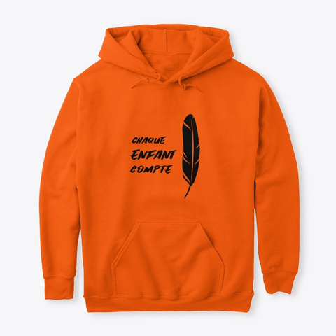 Chaque Enfant Compte Plume D'oiseau Noir Safety Orange T-Shirt Front