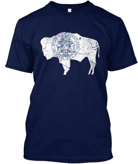 Great Seal Of State Of Wyoming Navy T-Shirt Front