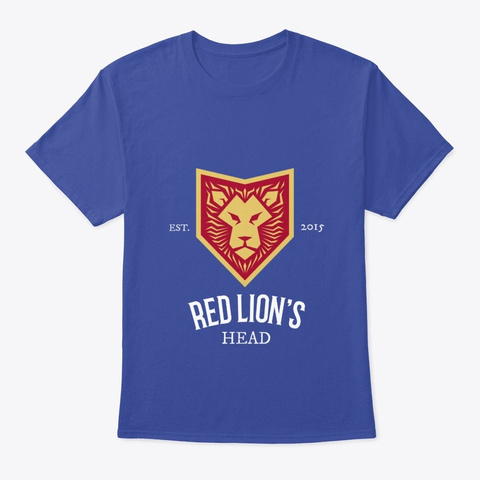 Red Lion's Head Pub T Shirt Deep Royal T-Shirt Front