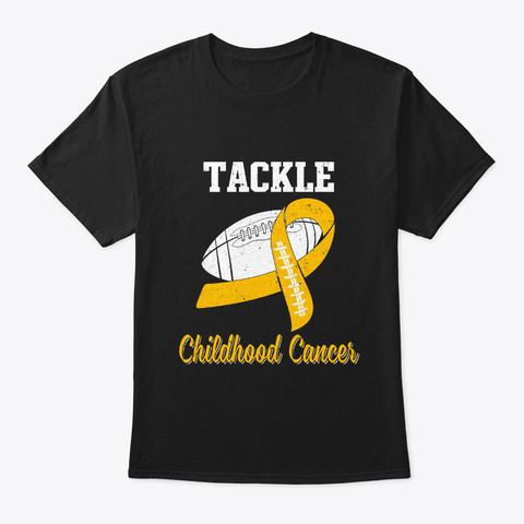 Football Survivor Childhood Cancer Black T-Shirt Front