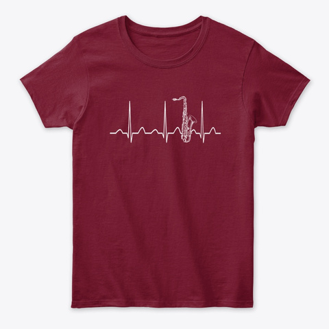 Saxophone Heartbeat Cardinal Red T-Shirt Front