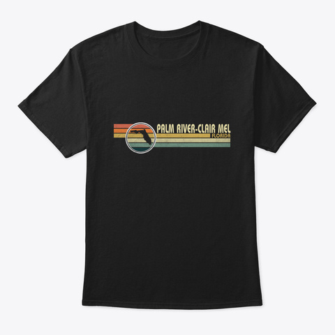 Florida   Vintage 1980 S Style Palm River Black T-Shirt Front