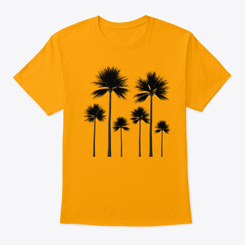 Palm Tree Summer Tee Shirt Gold T-Shirt Front