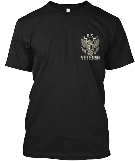 Old Man Veteran Black T-Shirt Front