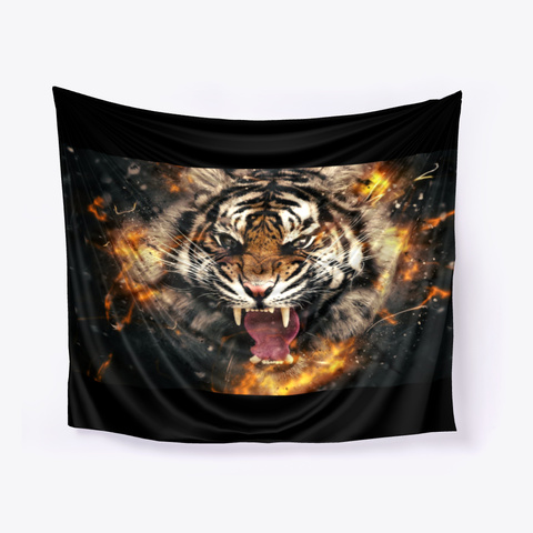 Tiger Face  Black T-Shirt Front