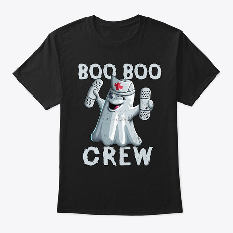 Boo Boo Crew Funny Nurse Ghost For Hallo Black T-Shirt Front