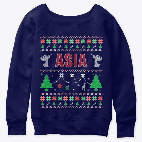 Xmas Themed Personalized For Asia Navy  Kaos Front