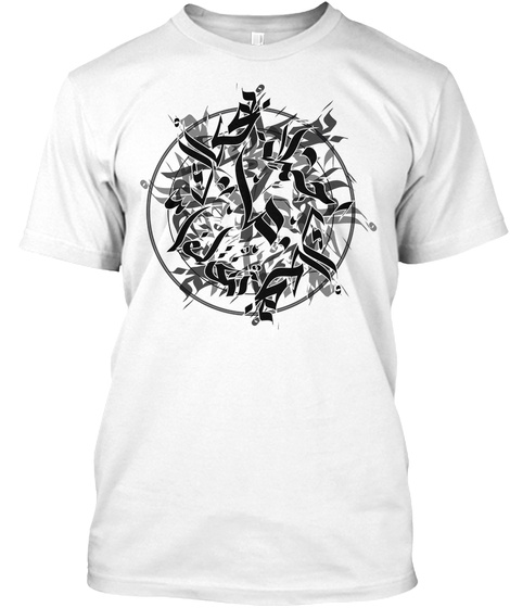 Geometric Calligraphy White T-Shirt Front