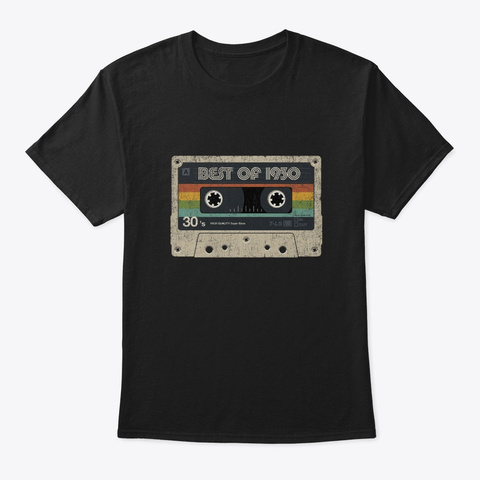Best Of 1930 Tape 90 Years Old Birthday Black T-Shirt Front