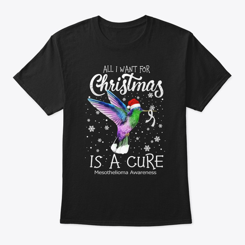 Christmas Cure Mesothelioma Awareness Black T-Shirt Front