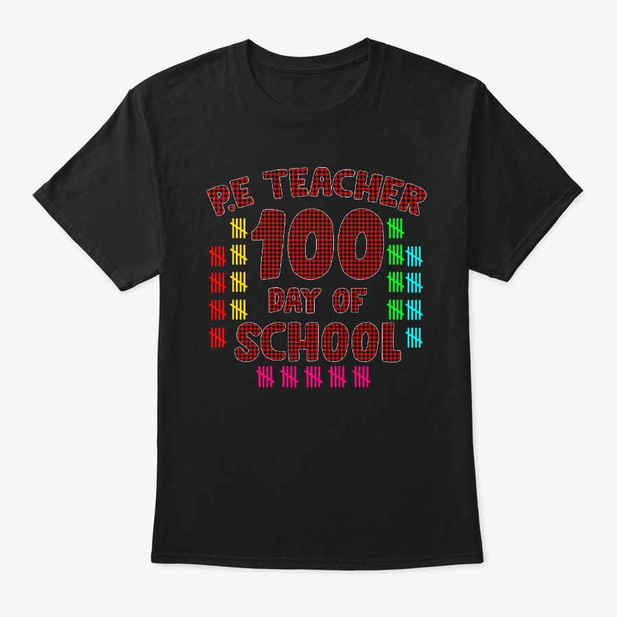 Red Plaid P.E Teacher 100 Days Of School Unisex Tshirt