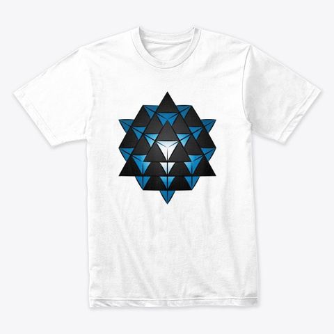3 D 64 Tetrahedron Grid Series   Blue Grey White T-Shirt Front