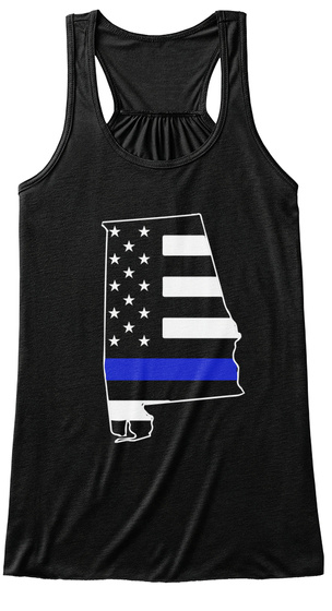 Alabama Thin Blue Line Tank Tops Black T-Shirt Front