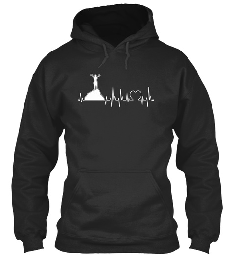 Hiking Always In My Heartbeat Jet Black T-Shirt Front