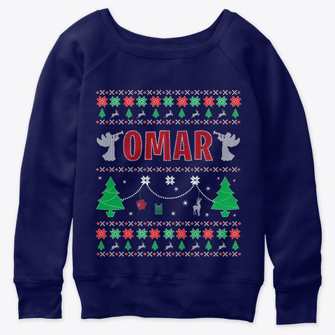 Ugly Christmas Themed Gift For Omar  Navy  T-Shirt Front