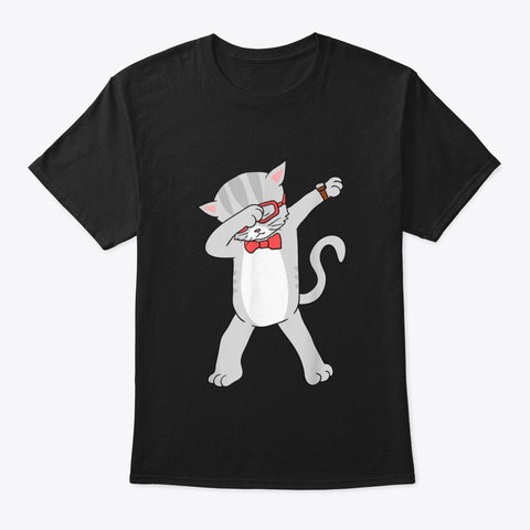Dabbing Cat T Shirt Funny Dab Gift Cat T Black T-Shirt Front