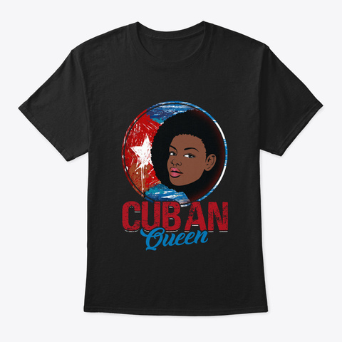 Cuban Queen Flag Black T-Shirt Front