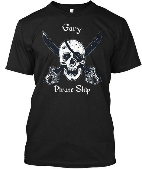 Gary's Pirate Ship Black T-Shirt Front