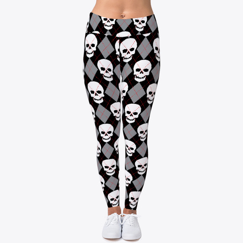 Ugly Sweater Leggings With Skulls Black Kaos Front