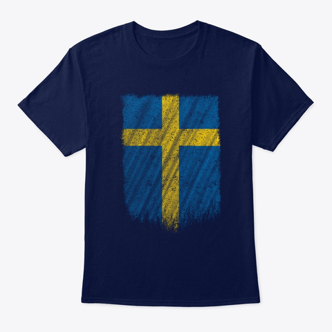 Swedish Flag Shirt Sweden Flag T Shirt Navy T-Shirt Front