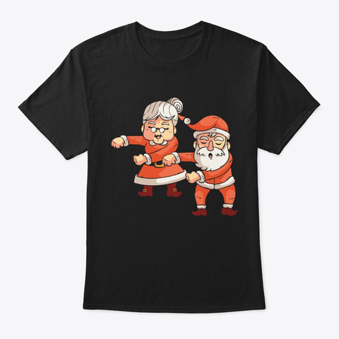 Funny Floss Mr Mrs Claus Black T-Shirt Front