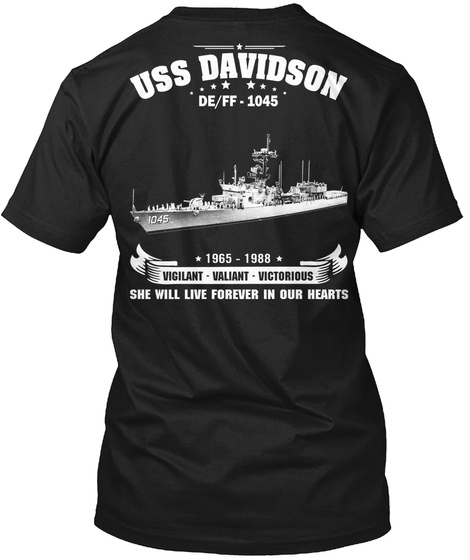Uss Davidson (Ff 1045) Black T-Shirt Back