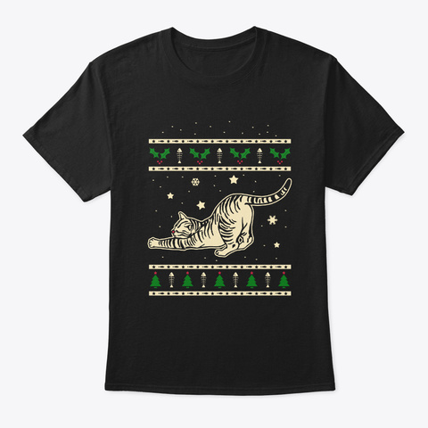 Christmas Tabby Gift Black T-Shirt Front