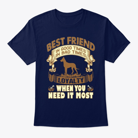Great Dane Best Friend Gift Navy T-Shirt Front