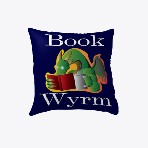 Book Wyrm Pillow Dark Navy Kaos Front