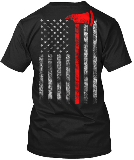 Firefighter Thin Red Line Black T-Shirt Back